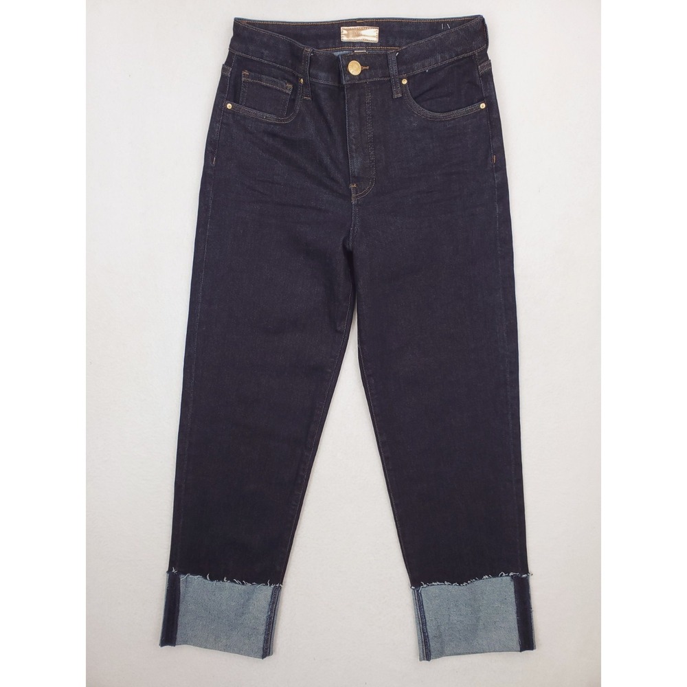 Kut From The Kloth Jeans Womens 0 Blue Fay FAB AB Straight High Rise Rolled Cuff